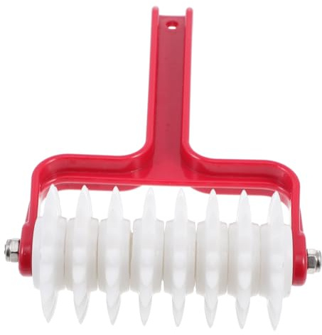 Hoement Pizza Dough Docker Pizza Hole Puncher Baking Tool with Plastic and Stainless Steel Construction Red Colour Good Toughness Includes Accessory and Pastry Baking Random Style