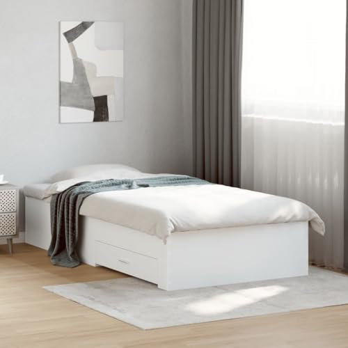 Faroom Bett mit Stauraum 90x200 cm Einzelbett mit Schubkästen Holzbett Stauraumbett Kinderbett Jugendzimmer Kojenbett Jugendbett mit Lattenrost Weiß