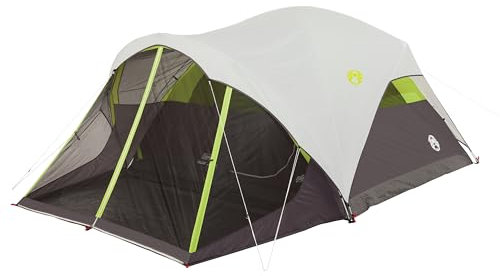 Coleman Steel Creek 6-Person Tent with Screened Porch & Integrated Rainfly, Weatherproof Tent with Screen Room Sets Up in Minutes, Fits Queen-Size Airbed