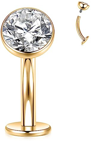 hengkaixuan G23 titan magsmycke skivbotten belly knapp ring platt rygg navel piercing smycken 14 g belly piercing böjd barbell 10 mm internt gängad navel ring för kvinnor, Titan