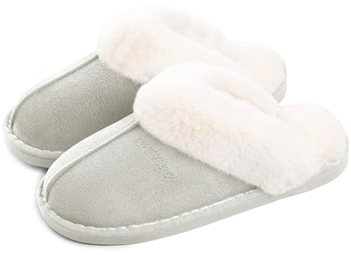 Coswind Damer tofflor Herrtofflor vinter Memory Foam Fluffig Mjuk Varm Slip On House Mocka, Fårskinn Mysig plysch inomhus utomhus Glacier Grå 280