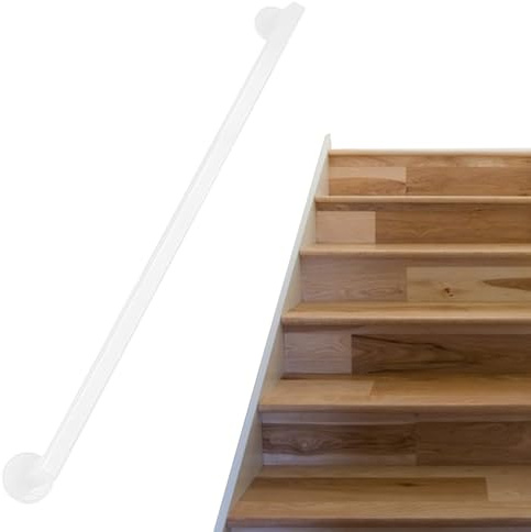 Lanmmraifc Corrimano per Scale in Ferro battuto da Parete, corrimano in Ferro zincato Bianco per Scale, gradini Interni ed Esterni, Maniglia di Sicurezza Antiscivolo per corrimano delle Scale(300cm)
