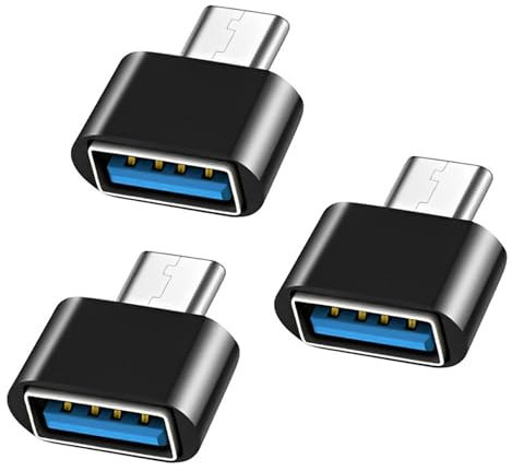 SHUBEIEUMI USB C to USB Adapter 3 Pack, OTG USB Type C Male to USB Female Adapter, Compatible with MacBook, Samsung Galaxy, Laptop and Other Type C Devices (Black)