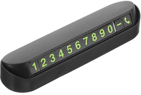 Temporäre Parkplatz Nummerntafel fürs Auto, Schwarze Telefonanzeige | Sichtschutzfunktion, Wechselnde Ziffernanzeige, für Windschutzscheibe Beim Parken, ABS Stil, Acryl und Legierung