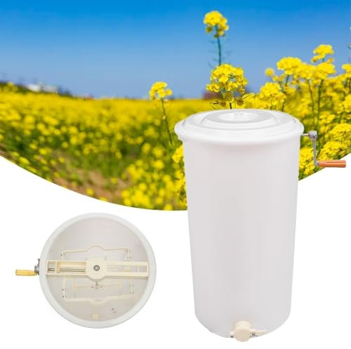AXGCAA Manuelle Honigschleuder, 2-Rahmen-Kunststoff-Bienenzucht-Extraktionsgerät mit transparentem Deckel, bodenstehende Imkerei-Zentrifuge mit Handkurbel, Wabentrommel für Imker