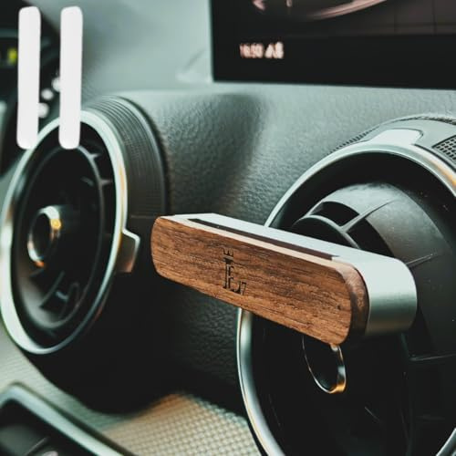 LE7 Auto Lufterfrischer I Autoduft I Hochwertiger Holz und Natürliches Design I für eigenes Parfum, Duft und ätherische Öle I Lufterfrischer für ein angenehmes Fahrerlebnis (Grau, Unparfümiert)
