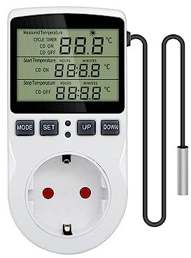 Thermostat Connecté, Thermostat numérique de prise de minuterie, prise de courant de contrôleur de température avec le capteur de température de chauffage de refroidissement de commutateur de minuteri