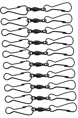 EXQUIMEUBLE 10pcs Rotatable Windsock Clips Dual Swivel Hooks for Wind Chimes Bird Feeders and Garden Decor Heavy Duty Outdoor Hangers for Easy Suspension