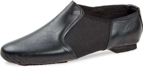 Diamant Jazzschuh Modell JS1-CG-SW mit Gummizug und geteilter Gummisohle in schwarz Leder (Schwarz, EU Schuhgrößensystem, Grundschulkind, Numerisch, M, 26)