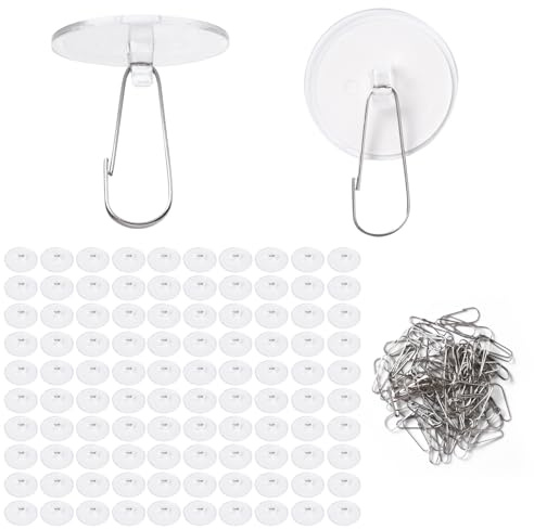 Pumwoy 100 Pezzi Ganci a Soffitto Autoadesivi Trasparenti, Gancio Adesivo per Soffitto Senza Fori, Adhesive Ceiling Hooks 20mm, Ganci Adesivi per Camera da Letto, Bagno, Cucina