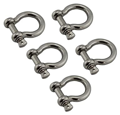 Lot de 5 manilles en acier inoxydable 304 de 10 mm avec goupille à vis pour bracelets de survie et remorquage robuste – Idéal pour les applications de 4 mm à 10 mm