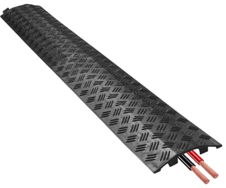 Canalina Passacavi Pavimento Calpestabile Del PVC Nera - 100x130x2cm Rampa Di Protezione Per Cavo Elettricoa Pavimento - Copertura Cavi Per Nascondere E Proteggere I Cavi In Case