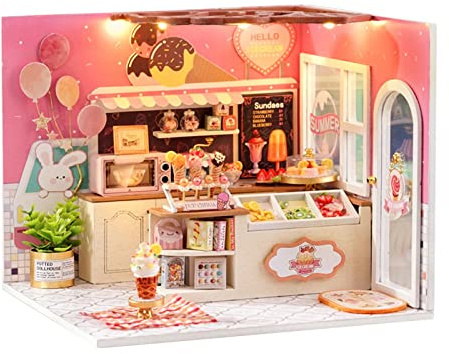 Casa de muñecas DIY Kit de muebles en miniatura Kit creativo habitación niños adultos heladería