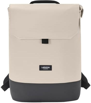 LARKSON Zaino da Donna Beige Grigio - Nina - Zaino da Giorno con Scomparto per Laptop da 16 Pollici per Università, Lavoro e Viaggi - Zainetto Medio - Idrorepellente