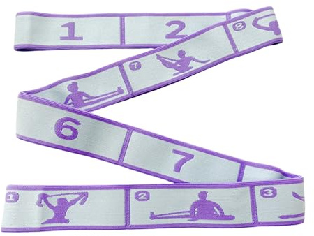 Bande d'étirement de yoga avec 10 boucles - Bande élastique de fitness segmentée avec boucles - Bande de résistance élastique - Étirement efficace pour pilates, danse, gymnastique