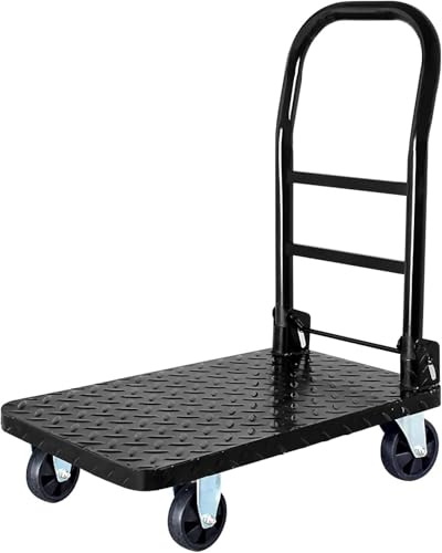 GHFXSCV Foldable Garden Cart Steel Deck Platform Wagon with Quiet Wheels Ideal for Pots Luggage Toolboxes Coolers - Heavy-Duty Hand Truck for Outdoor Use