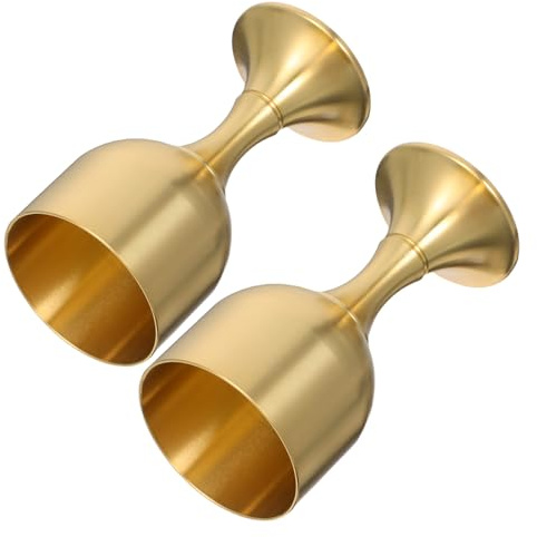 MAGICLULU Cáliz Ceremonial de Metal Dorado, 2 Copas Tallo para Bodas y Eucaristías, Copa Gótica Pequeña para Altar y Banquetes