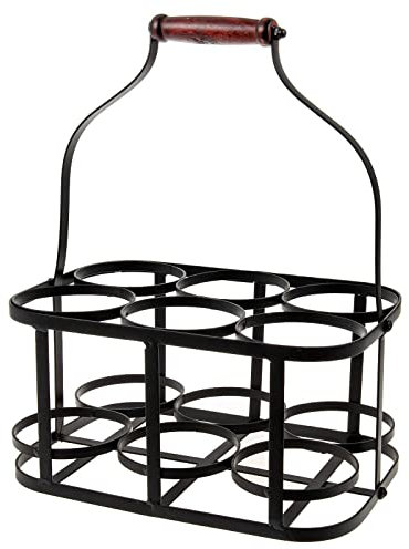 SIDCO Flaschenkorb Metall 6 Flaschen Flaschenträger Transportkorb Flaschenhalter Antik