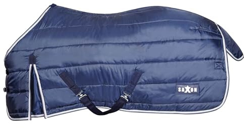 Saxon Channel Quilt - Coperta per stalla standard, colore: blu navy/bianco, 1,2 m 15,2 cm