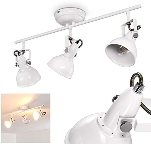 HOFSTEIN Deckenleuchte Tina, verstellbare Deckenlampe aus Metall in Weiß, moderne Leuchte im Industrial/Retro/Vintage-Design, 3 x E14, Wohnzimmer, Esszimmer, Schlafzimmer, Küche