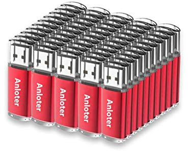 Anloter - Chiavetta USB Flash Drive, 50 pezzi, per computer, laptop, Mac, tablet, regalo (32 MB, rosso)(Attenzione; La capacità è MB, non GB)