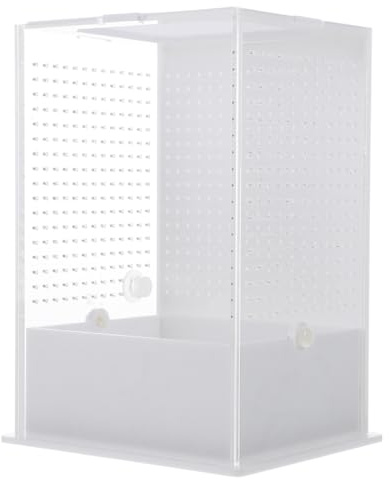 VILLCASE Reptile Feeding Box, Acrylic Praying Mantis Enclosure, Clear Jumping Spider Enclosure Reptiles Habitat Terrarium for Invertebrates, Mantis, Spider, Lizard, Scorpion, Geckos