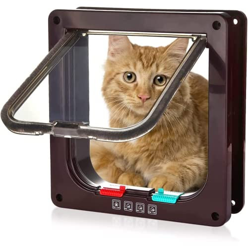 URCHUZE Große Katzenklappe, XL Hundeklappe 4 Wege Magnet, Wetterfeste Katzentür für Haustiere mit einem Umfang <63 cm