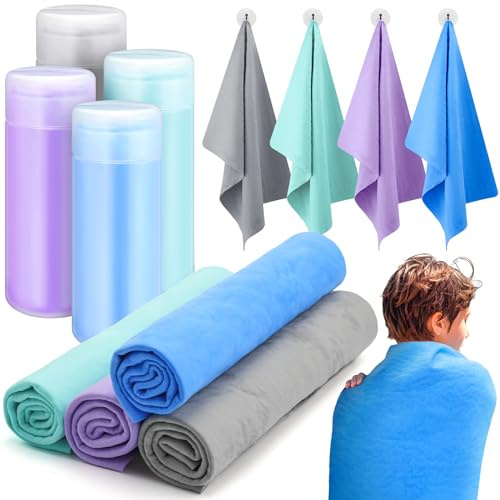 Tisancy 4 Pcs Swim Chamois Towels Diving Shammy, 13 x 17 Inch, Vibrant