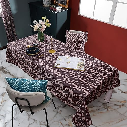 Deconovo Abwaschbare Tischdecke Lotuseffekt Tischwäsche Wasserabweisend Tischtuch Gem-Designermuster Tafeldecke Wasserdicht Umweltfreundlich, 240x140 cm, Dunkelviolett, 1 Stück