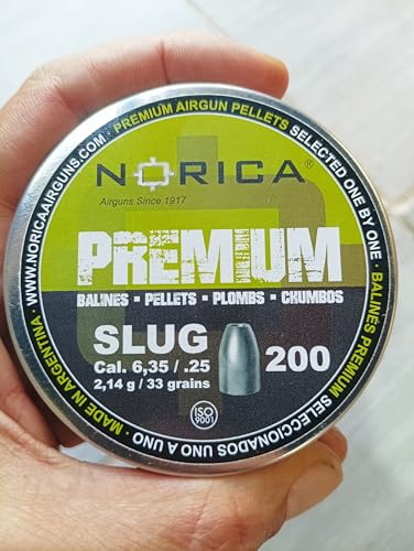Ballines NORICA Premium Slug 6,35 mm - 2,14 grammi [Latta 200 pelleti]