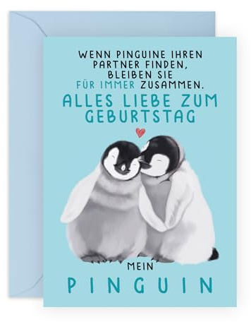 Central 23 Süße Geburtstagskarte Für Männer Und Frauen – MEIN PINGUIN – Geburtstagskarten Für Ehemann Ehefrau Freund Freundin – Geschenk Für Partner – Kommt Mit Aufklebern
