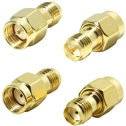 4 Adapter SMA auf RP-SMA - Stecker oder Buchse, 50 Ohm, Kupfer, für Wi-Fi, Repeater, Radio & Antennenkabel