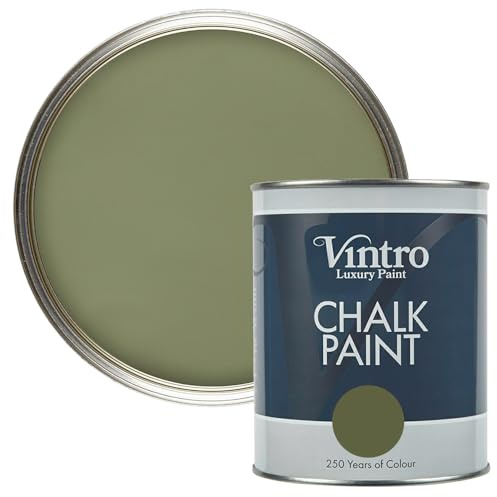 Vintro Paint - Chalk Paint for Furniture, Walls and Woodwork. Interior Use. Quick Dry. 1 Litre (Olive Green - Chiff Chaff Green)
