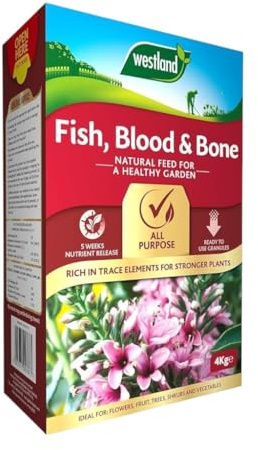 Westland Fish, Blood & Bone All Purpose Plant Food - Organic Fertilizer for Healthy Growth, Strong Roots & Vibrant Plants - Ideal for Flowers, Vegetables, Trees & Shrubs (4kg)