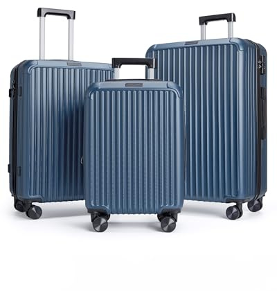 LIGHT FLIGHT Luggage Sets, Durable Hard Shell 3 Piece Set Suitcase with Spinner Wheels, Hardside Lightweight Luggage set with TSA Lock, Large Travel Luggage Set (20 24 28), Royal Blue
