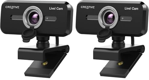 CREATIVE Live! Cam Sync 1080p V2 Full HD Webcam USB grandangolare con disattivazione automatica dell'audio e riduzione del rumore per videochiamate, doppio microfono integrato, per zoom, Skype
