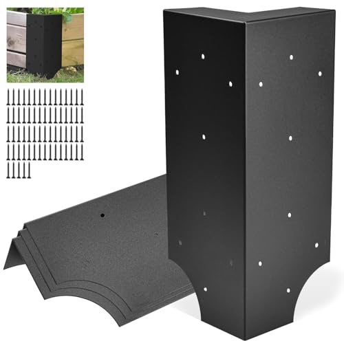 4 Set Raised Garden Bed Corner Brackets, 30 x 5cm Raised Bed Corners with Screws Fits Lumber up to 5 x 30cm in Size, Rust Resistant Metal Connectors for Vegetable Planter Garden