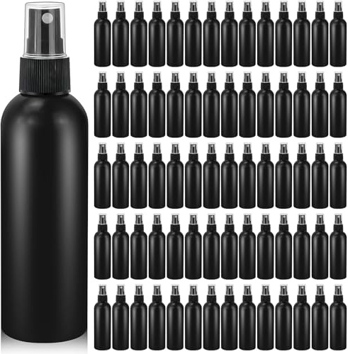 100 Pack 120 ml Empty Spray Bottles Fine Mist Plastic Containers for Essential Oils and Cleaning Solutions Refillable Travel Size (Black)