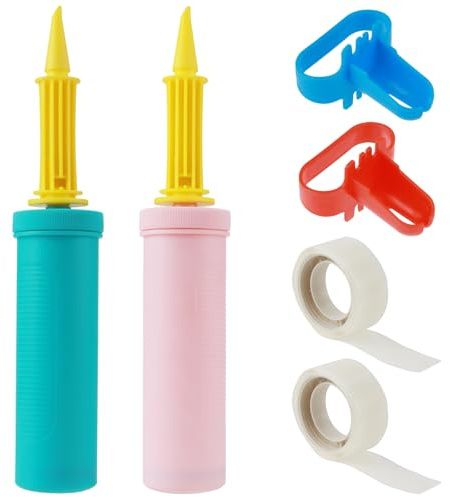Bomba manual para globos, bomba de aire para globos, con 2 ojales anudados y 2 rollos de puntos adhesivos, para decoraciones de bodas y fiestas