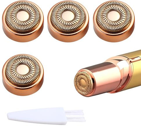 Flawless Facial Hair Remover Replacement Heads Compatible, Gen 2 Facial Hair Remover Replacement Heads with Cleaning Brush for Women, 4 Count, Gold