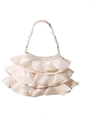MARCBUSE Borsa da sera con manico superiore, pochette da donna, borsa a tracolla con catena di perle, borsa a tracolla per matrimonio, A