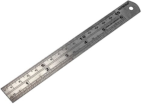 Faithfull Edelstahllineal 150 mm (6 Zoll) – Markier- und Messlineal mit metrischer und imperialer Teilung, Umrechnungstabelle und Aufhängeöse