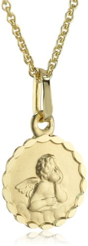 Xaana Kinder-Anhänger Schutzengel Gott schütze Dich 10 mm aus 333er Gelbgold inkl. vergoldeter Silberkette 36/38 cm AMZ0212