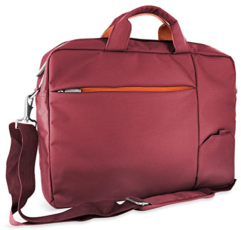 Atlantis Borsa notebook 15.6 pollici a tracolla modello S410, imbottitura interna, vano porta documenti, tasca esterna per accessori, fascia per aggancio Trolley Cinghia a tracolla, colore rosso.
