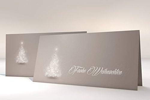 Weihnachtskarten Verträumter Lichterbaum GRAU | Klappkarten mit bedruckbarem Einleger | passende Kuverts | für Ink Laser Copy Hand (10 Karten + Kuverts)