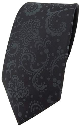 TigerTie Designer Krawatte in schwarz anthrazit Paisley gemustert