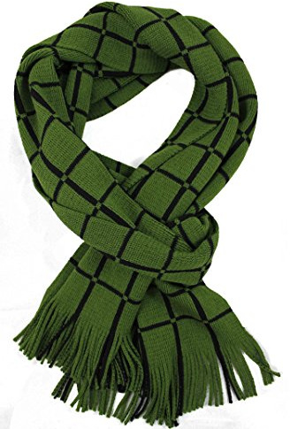 Rotfuchs Schal Strickschal Raschelschal Karo modisch 100% Wolle (Merino) (28 x 200 cm, grün schwarz) R-608