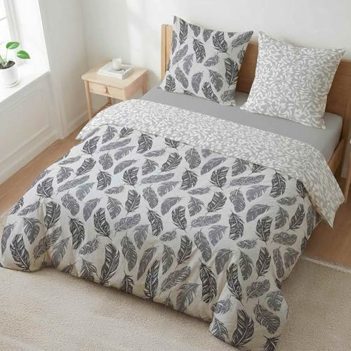 etérea Renforcé Bettwäsche 155x220 cm + 80x80 cm Philou Grau Bettbezug Set | 100% Baumwolle Renforcé · sanft-glatt & superweich · ganzjahres-geeignet · 60°C waschbar · MADE IN GREEN by OEKO-TEX