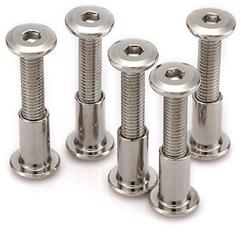 Anmas Home 20pcs M6 Furniture Joint Connector Bolt & Cap Nut Kit Use for Cot Bed Crib Bolts Hex Drive Socket Cap Bolts - Hex Socket Screws Head (30mm)