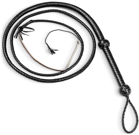 Indiana Jones Style Bull Whip Real Cow Hide Leather Equestrian Bullwhip Black 3ft, 4ft, 6ft, and 8ft Long